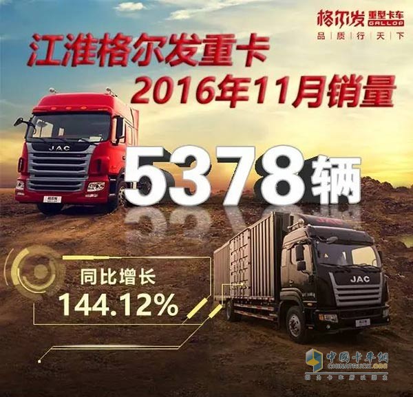 江淮格爾發(fā)重型卡車銷量達(dá)5378輛，