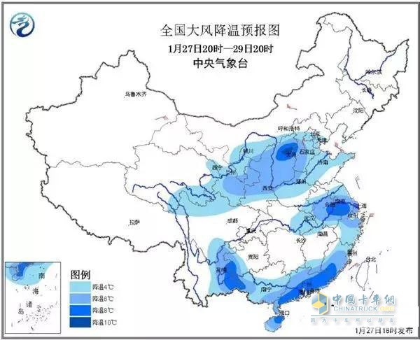 全國大風(fēng)降溫預(yù)報(bào)圖