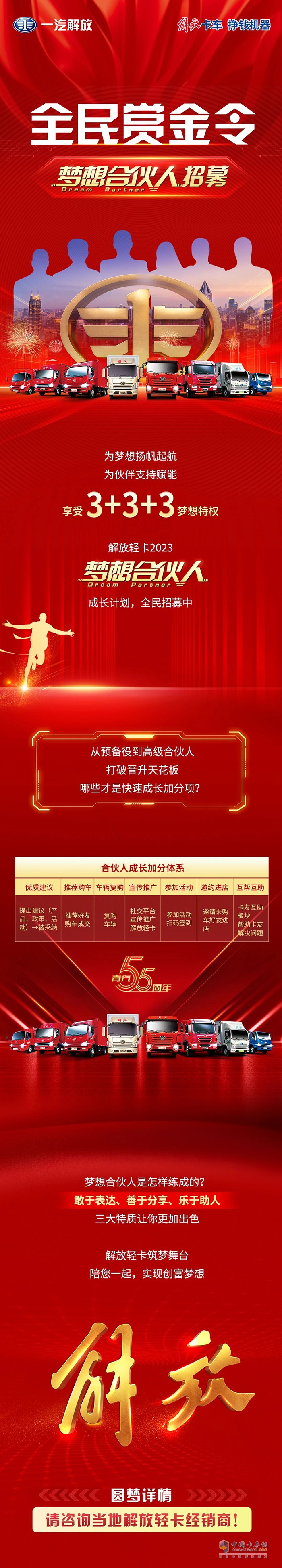 為夢想揚(yáng)帆起航 解放輕卡2023夢想合伙人成長計(jì)劃全民招募中